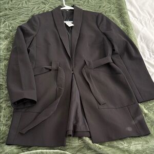 Express Charcoal Blazer with Tie Detail